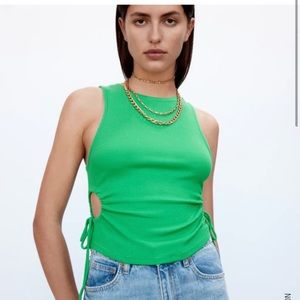 Zara green cut out tank